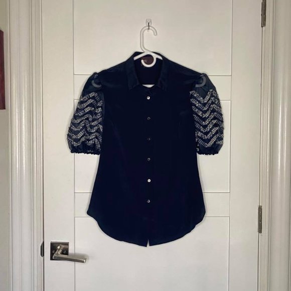 Designer Silk Sleeve Detail Blouse (6) - Picture 5 of 5
